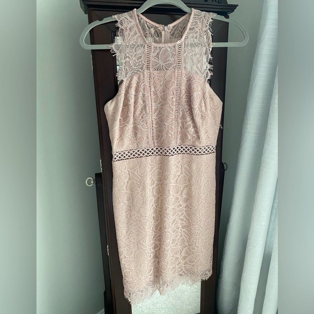 Lace Cocktail Dress Light Pink